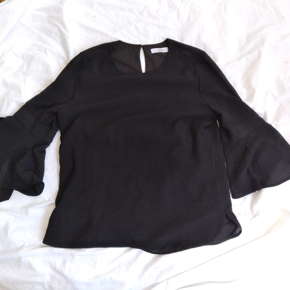 Calvin Klein textured bell sleeve blouse sz S - Picture 4 of 7